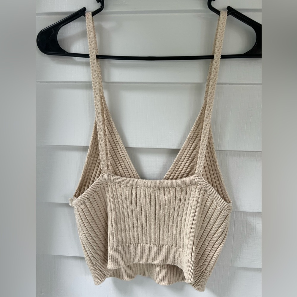 Tan Ribbed Knit Tank - Picture 2 of 3